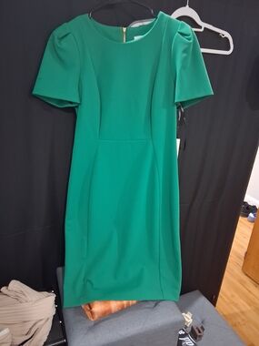 Calvin Klein Emerald Green Puff-Sleeve Sheath Dress